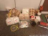 Group shot showing entire assortment of packaging, condiments and puppets