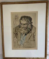 Full view of the framed aquatint etching showing the artwork and frame.