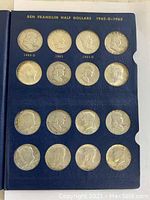 Page titled “Ben Franklin Half Dollars 1962-D–1963” showing 16 half dollars including late-date Franklin and Kennedy varieties