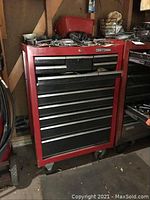 Front view of red Craftsman tool chest showing overall appearance