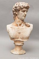 Front angled view of the replica bust showing detailed facial features and chest