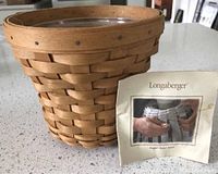2003 Bouquet Basket with informational insert showing hand-weaving process.