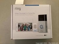 Front of retail box showing Ring Video Doorbell 2 and Chime Pro images and branding