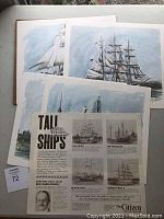 Four signed Tall Ship prints by Ben Babelowsky, displayed overlapping, showing detailed ships in watercolor style.