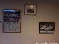 Three framed Brooklyn Dodgers wall art pieces hanging on a wall showing overall display