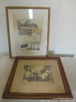 Front view of both framed items on table showcasing their size and framing details.