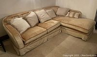 Full view of the sectional sofa with chaise on right