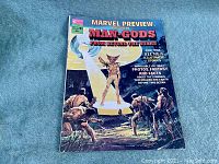 Front cover of the 1975 Marvel Preview Presents Man-Gods From Beyond the Stars No. 1 comic book showing cover art and title