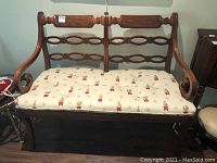 Full front view with patterned loose cushion