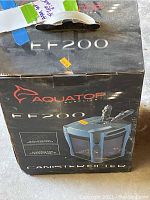 Box front displaying Aquatop EF200 branding and product image of canister filter.