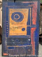 Full front view of the painting showing complete abstract design