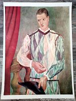 Full frontal view of lithograph “Arlecchino” showing entire composition