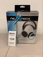 Front view of the Nexxtech infrared wireless headphones box showing the product image and branding.