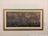 Front view of the framed abstract art print showing overall composition and frame wear