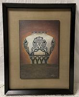 Framed painting showing the entire artwork and frame with some visible minor scratches on frame.