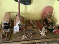 Overview of all engines and accessories arranged on tabletop