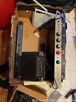 Box with rack units, speaker, wireless packs and antennas