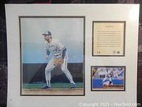 Framed collectible with print of Paul Molitor in Toronto Blue Jays uniform, card and plaque visible