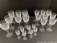 All 22 stemware pieces arranged in rows