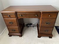 Front view of desk with drawers closed