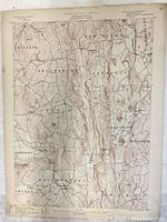 Full view of the antique 1894 US Geological Survey map showing towns like Leverett, Shutesbury, New Salem, and Belchertown in Massachusetts with topographical lines.