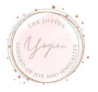 The Joyful Yogini logo with script font and rose gold circular frame
