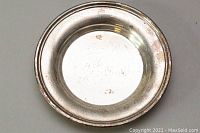 Top view of the Birks sterling silver bowl showing scratches and wear