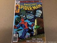 Front cover of The Amazing Spider-Man #181 comic. Spider-Man is shown in classic costume, surrounded by villains including Doctor Doom. Cover price is 35 cents.