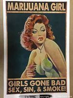 Front view of Marijuana Girl retro pulp art poster showing full image and text
