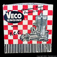 Photo of the VECO Series 71 engine box front showing the engine illustration, branding and mention of T.C.C.