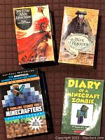 Photo showing three books from different series: 'Myths and Legends,' 'A Box of Rogues,' and '6 Thrilling Stories for Minecrafters'.