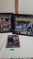Two framed photos and one book with Wayne Gretzky on display, showing lot contents and condition.