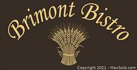Image of Brimont Bistro logo with wheat bundle and restaurant name in stylized font on dark background