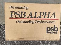 Outer cardboard box with "The amazing PSB Alpha Outstanding Performance!" branding
