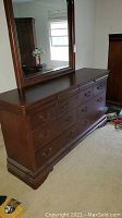 Full front view of dresser with attached mirror