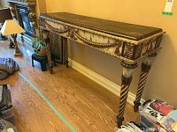 Full front view of console table against wall