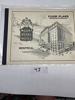 Cover of the booklet showing the Mount Royal Hotel in Montreal with the title 'Floor Plans'.