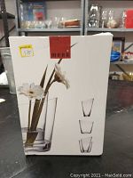 Box for Menu two stackable glass vases with image and branding visible