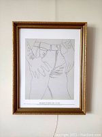 Frontal view of the framed lithograph showing the full image, matte, and frame edges