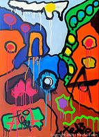 Front view of the painting showing full abstract design