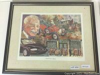Framed print showing the full artwork and frame with a label indicating size 30x24 inches and lot number.