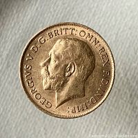 Obverse of 1914 George V sovereign showing bust and legend