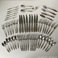 Overhead view of all flatware pieces laid out