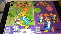 Two Woody Woodpecker comic books side by side showing front covers with colorful cartoon artwork.