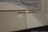 Close-up photo of William Biddle signature in black ink on the print.