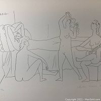 Full view of lithograph showing four nude figures