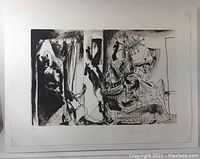 Full view of lithograph showing entire composition and margins with mounting corners.