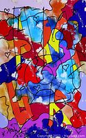 Full view of the colorful abstract urban street art painting by Tadas Zaicikas (TedyZet) showing the composition of sprays, inks, markers, and black line work with heart shapes.