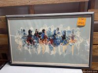 Framed serigraph showing ballet dancers in motion with colorful costumes.