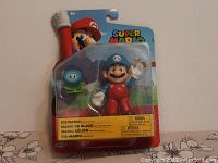 Photo of unopened Super Mario Ice Flower figure packaging showing Mario figure and Ice Flower accessory from front.